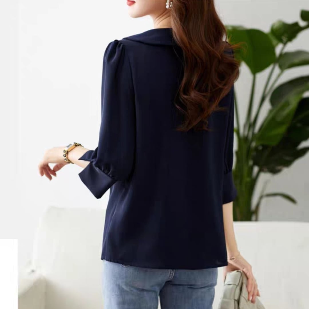 シーマリー cccmalie パフスリーブ 長袖 ブラウス ネイビー cccmalie