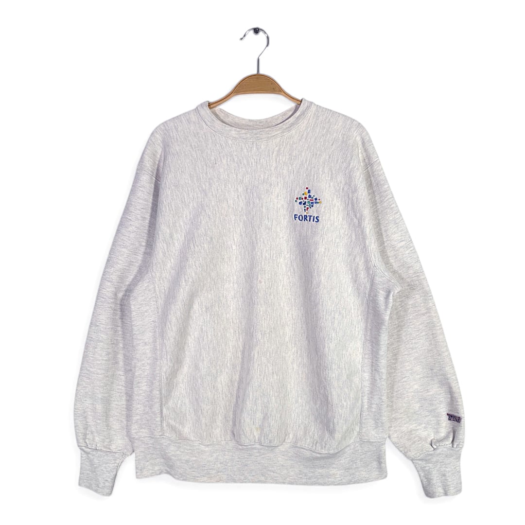 80s MVスポーツ USA製 ヴィンテージ スウェット リバースウィーブタイプ 企業系 FIRTIS グレー サイズL 古着 CF1019