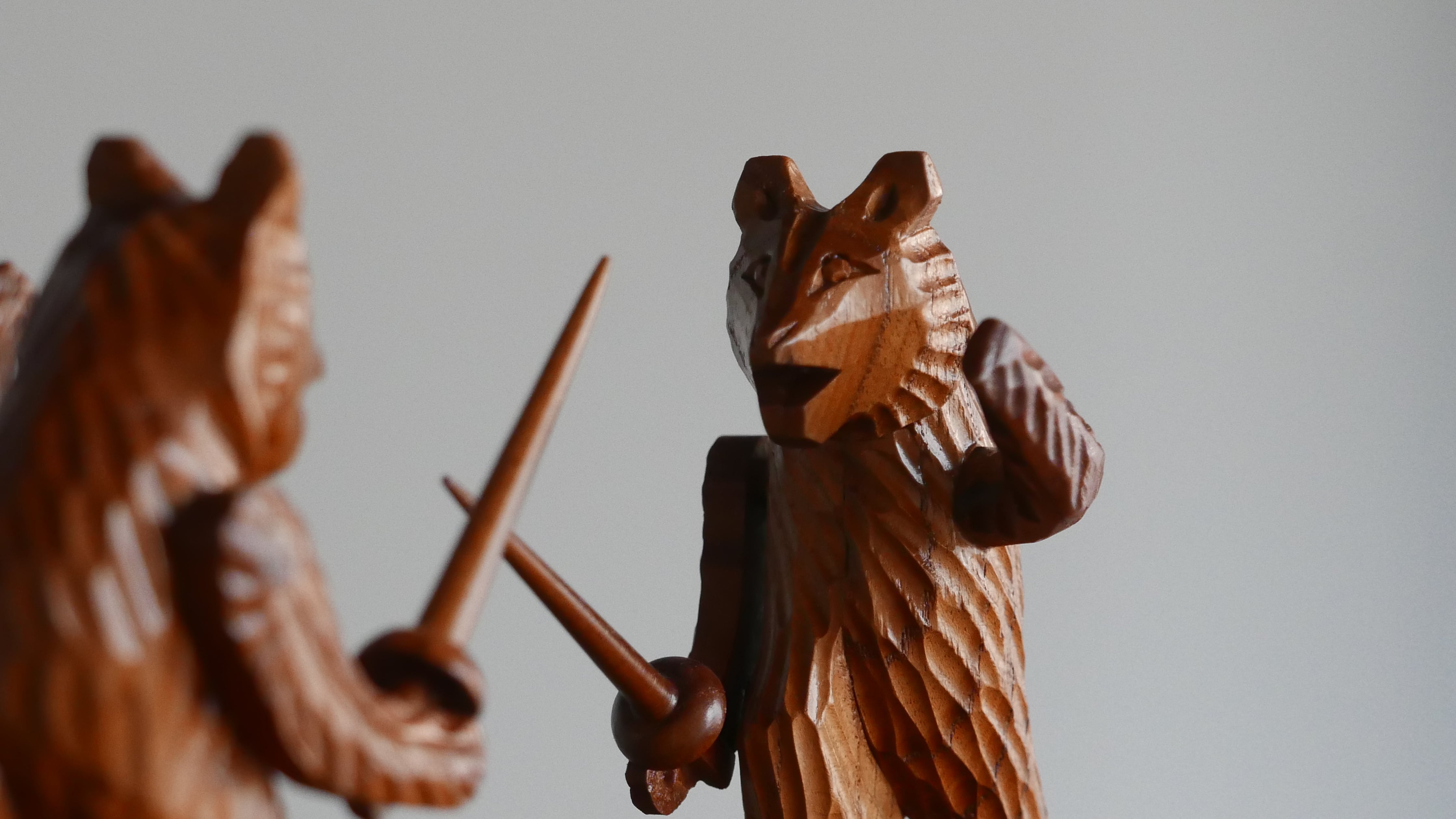 vintage , russian wooden bear with sabel