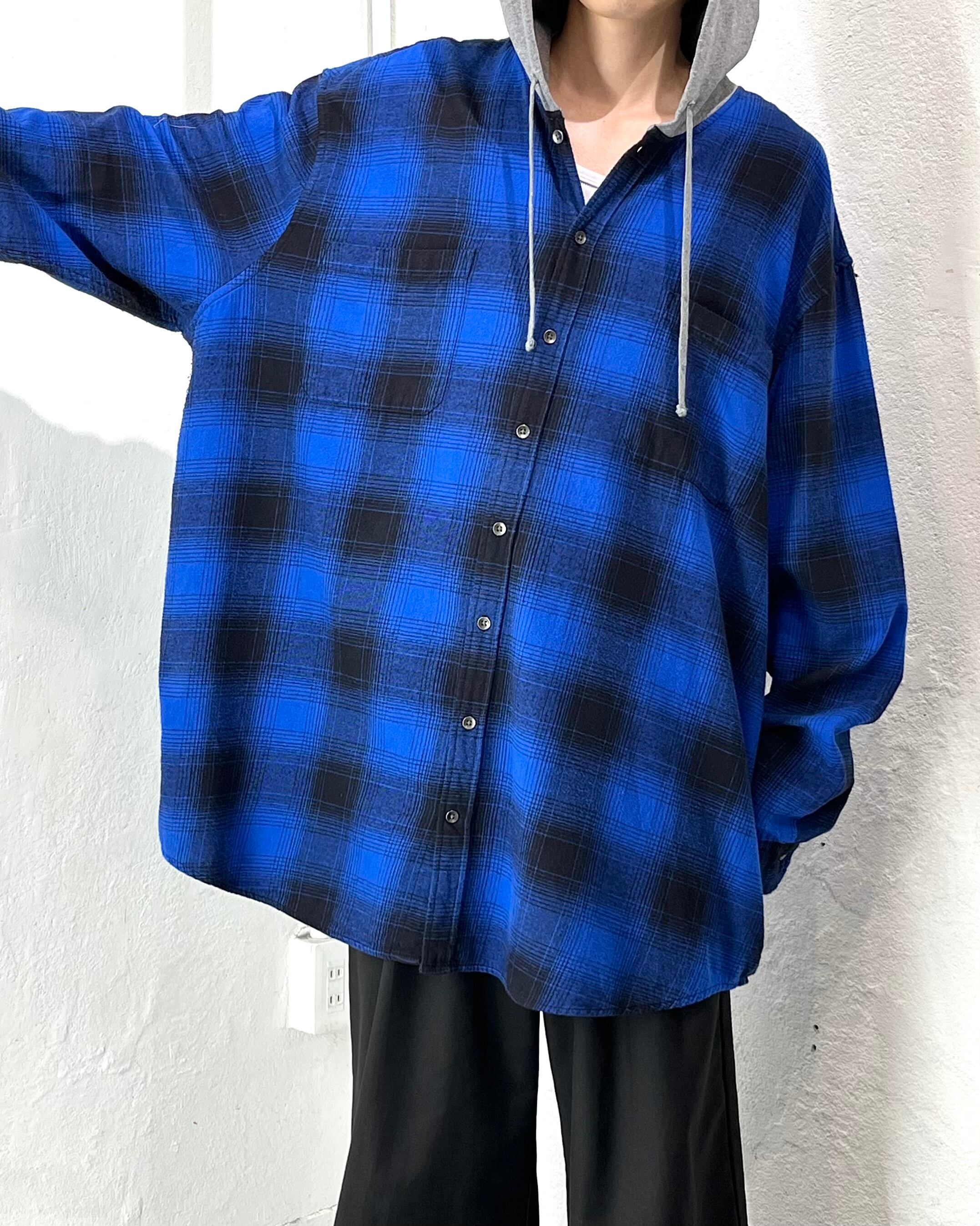 "XXXXLT" 00s FOUNDRY Ombre Check Flannel Shirt Parka