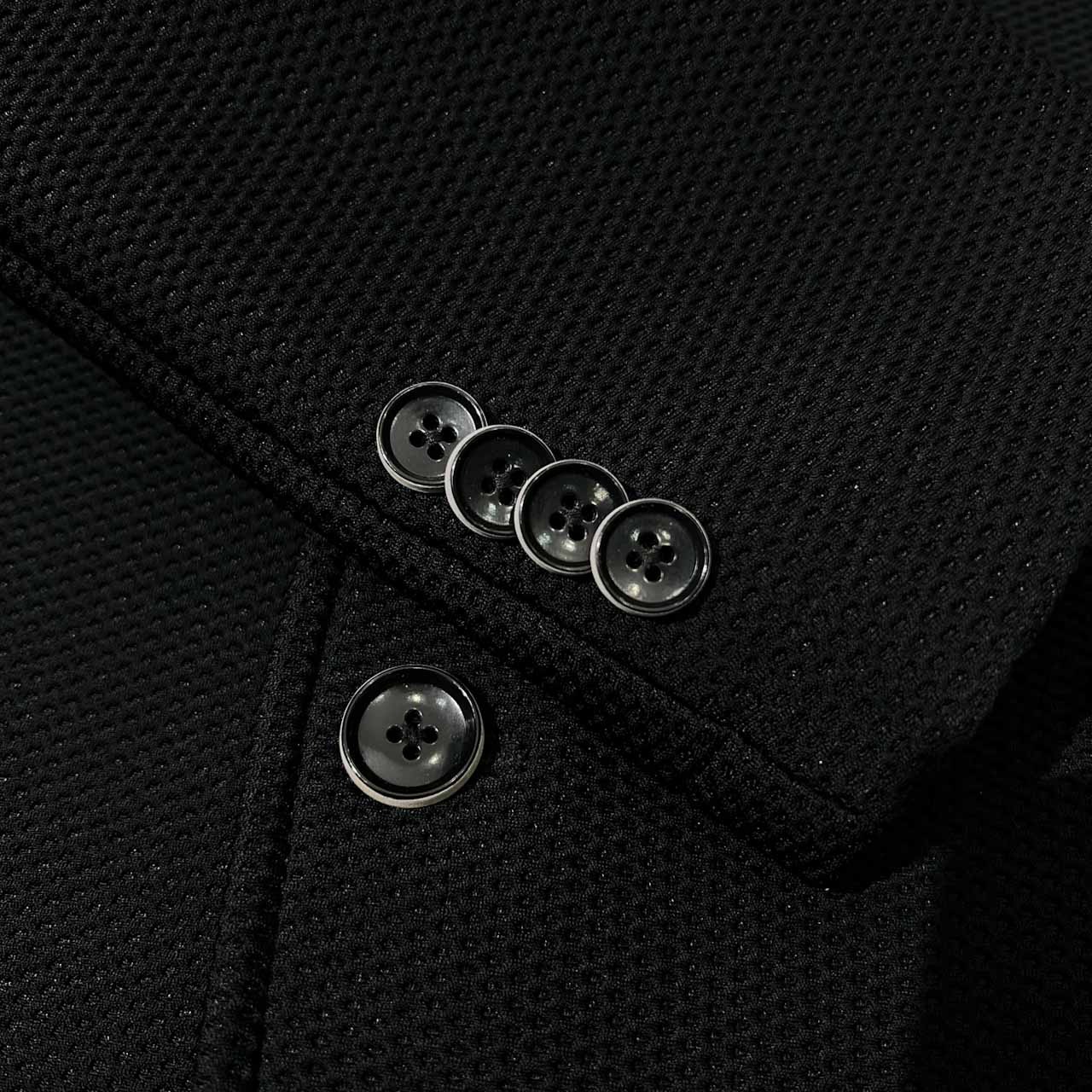 美品 g-stage ジーステージ 重ねボタン メッシュ テーラードジャケット 裏フリース 48 /ブラック