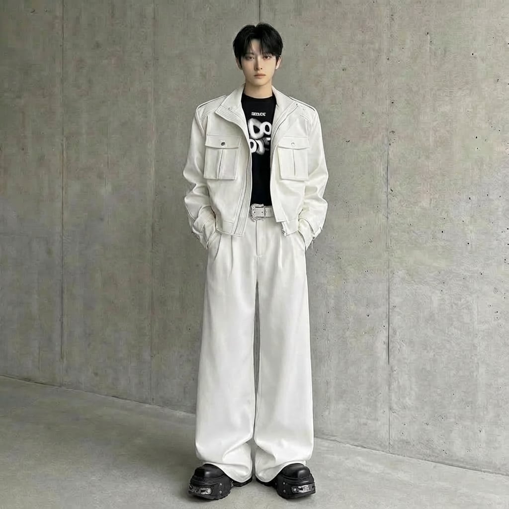 テックモード フラップポケットブルゾン&ワイドパンツセットアップ 2カラー D12224