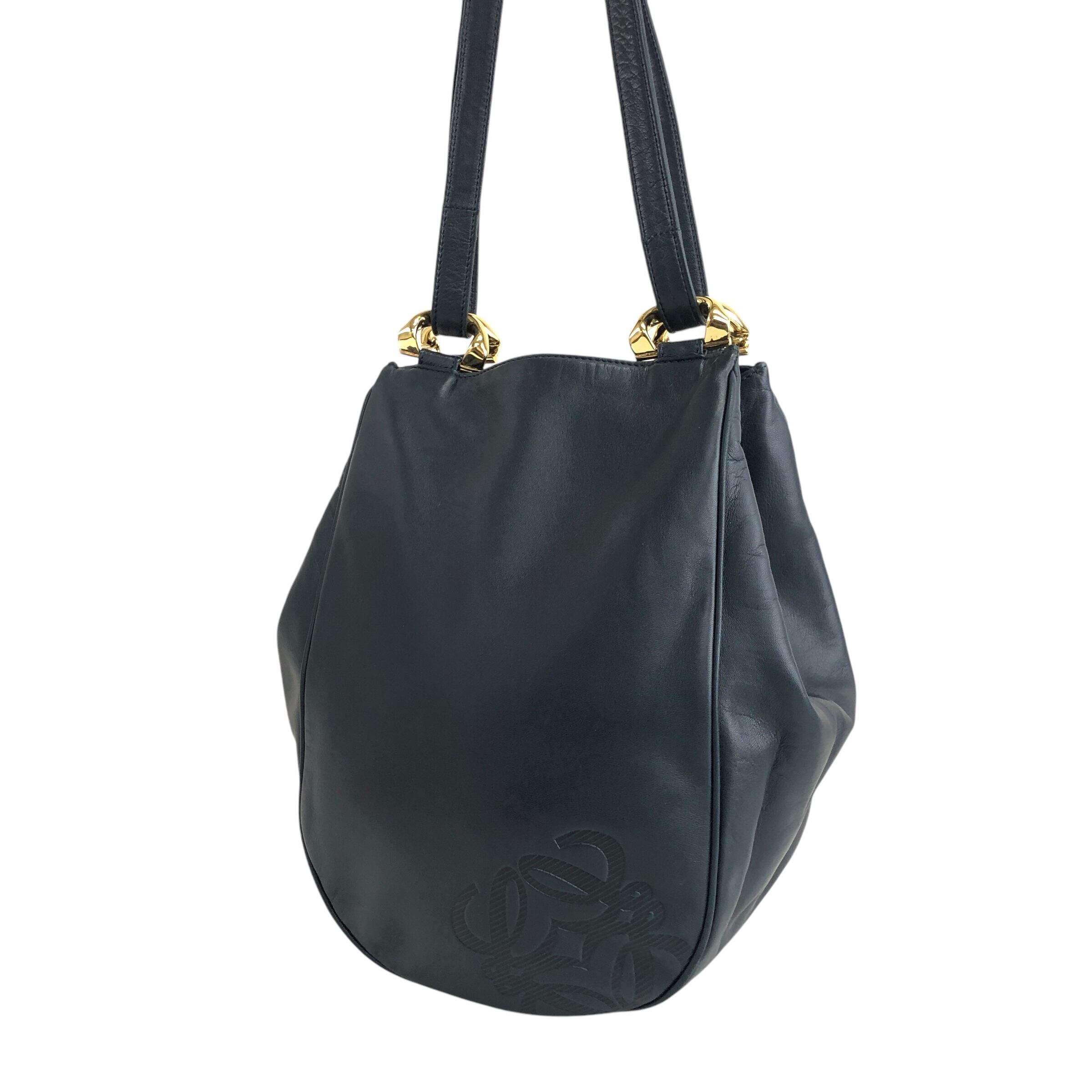 LOEWE ロエベ ショルダーバッグ ネイビー アナグラム ナッパレザー