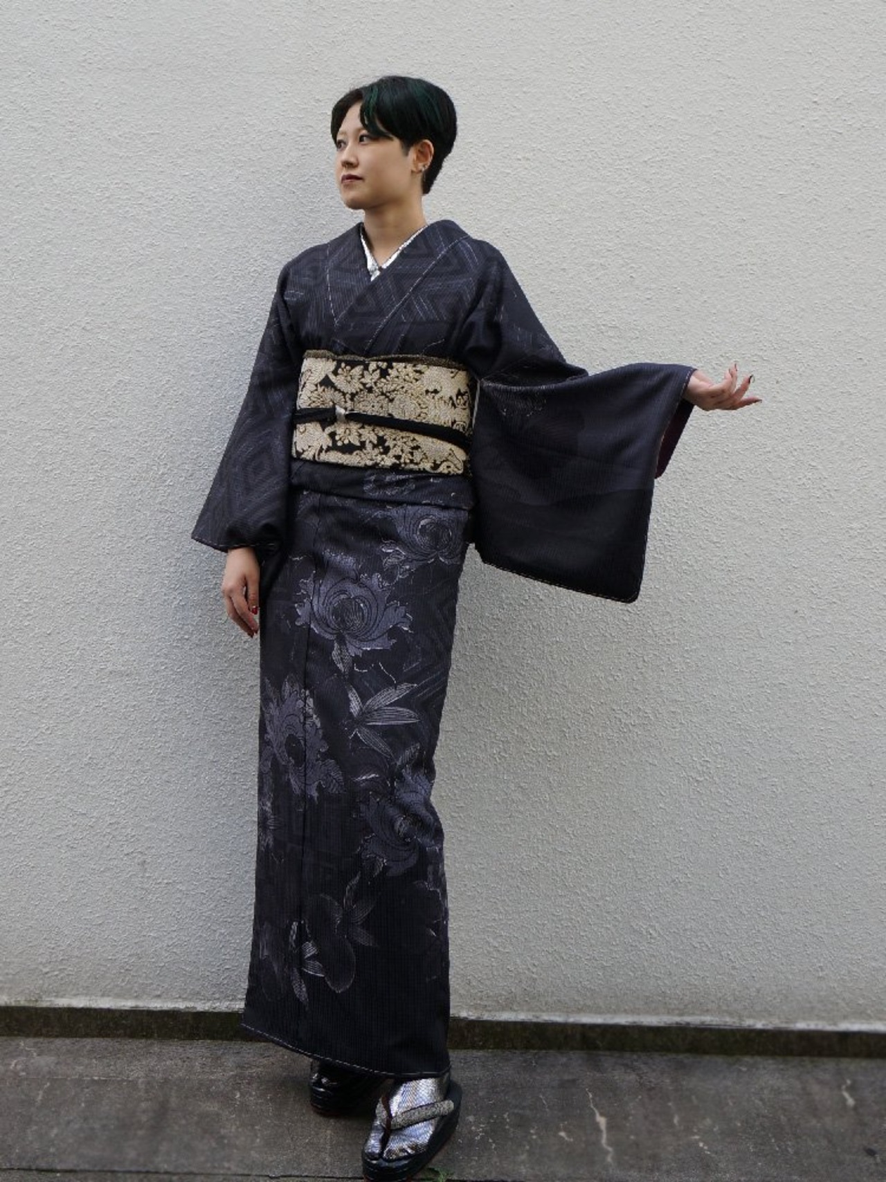 【受注商品】Rumi Rockきもの「古九谷 モノトーン」　[A1710]