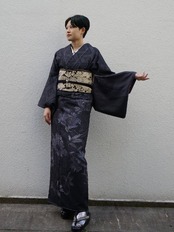 【受注商品】Rumi Rockきもの「古九谷 モノトーン」　[A1710]