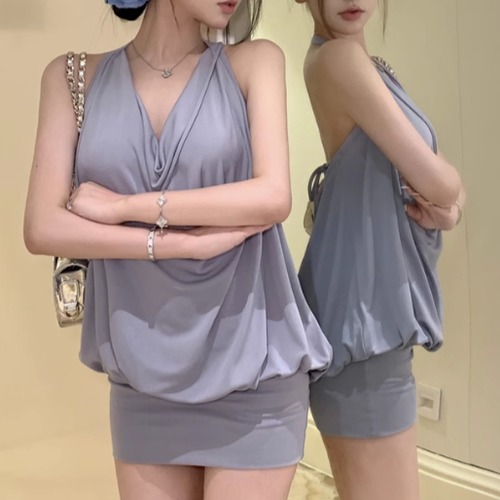 ベアバックドレープネックワンピ ・11033