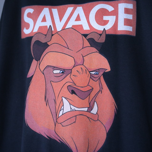 "SAVAGE" disney character printed over silhouette sweatshirt