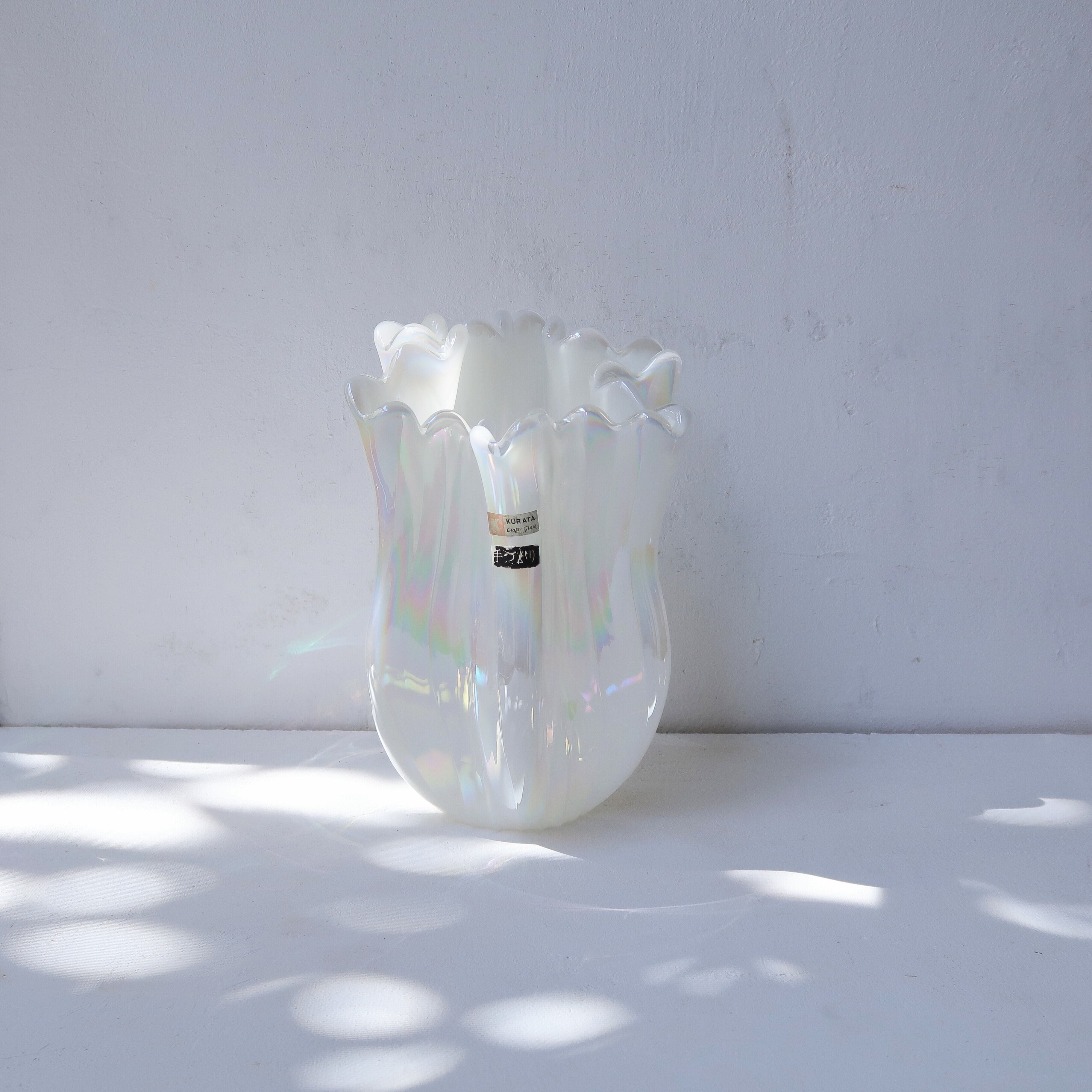 KURATA 昭和レトロ　ガラス　花瓶　花びら　グラデーション　ヴィンテージ KURATA 昭和レトロ ガラス 花瓶 花びら グラデーション