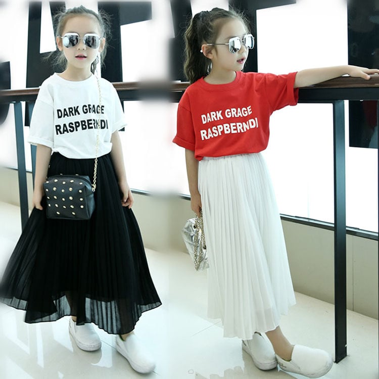 韓国子供服　海外子供服　プリーツスカート　ニットスカート