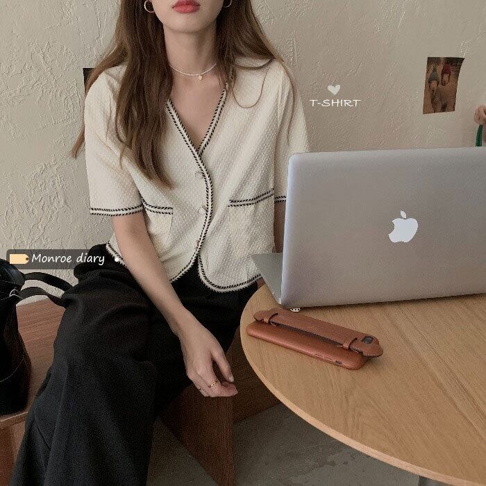 Vネックシャツ ショートジャケット サマー 夏物 モンロー8425585119