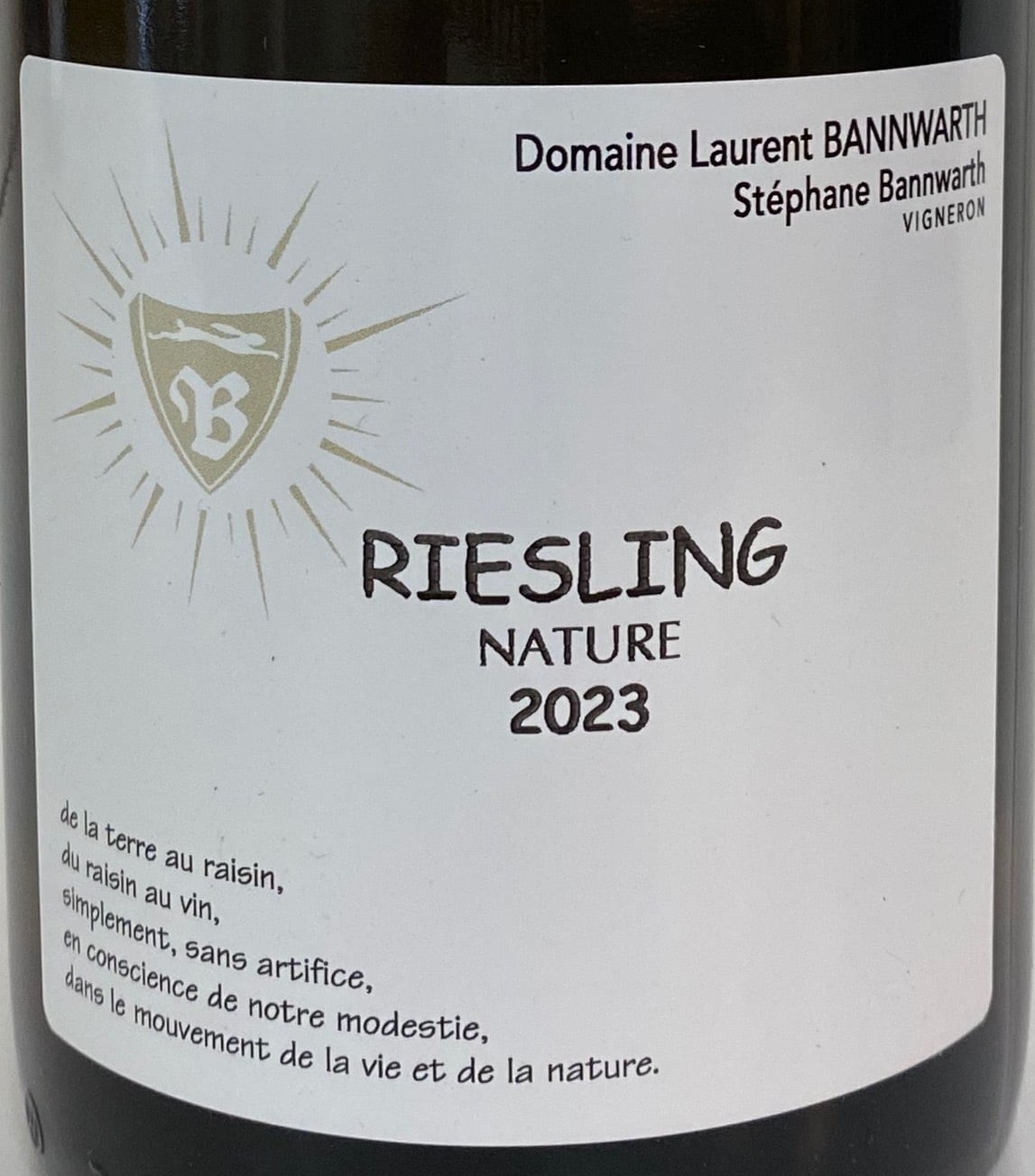 2023 RIESLING / LAURENT BANNWARTH 【フランス・アルザス】