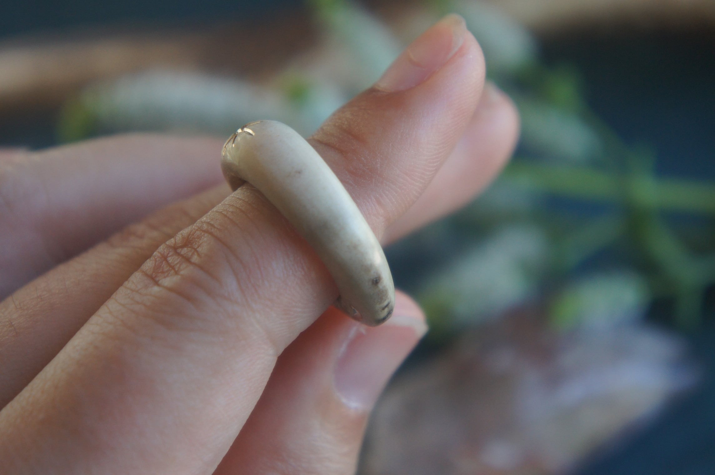 鹿角彫刻「月と星のリング」【サイズ指定受注制作】 | deer bone 
