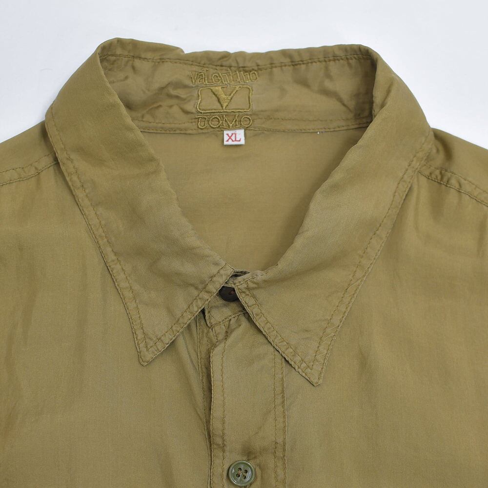 valentino UOMO ヴァレンティノ ロゴ刺繍 シルクシャツ 半袖 無地