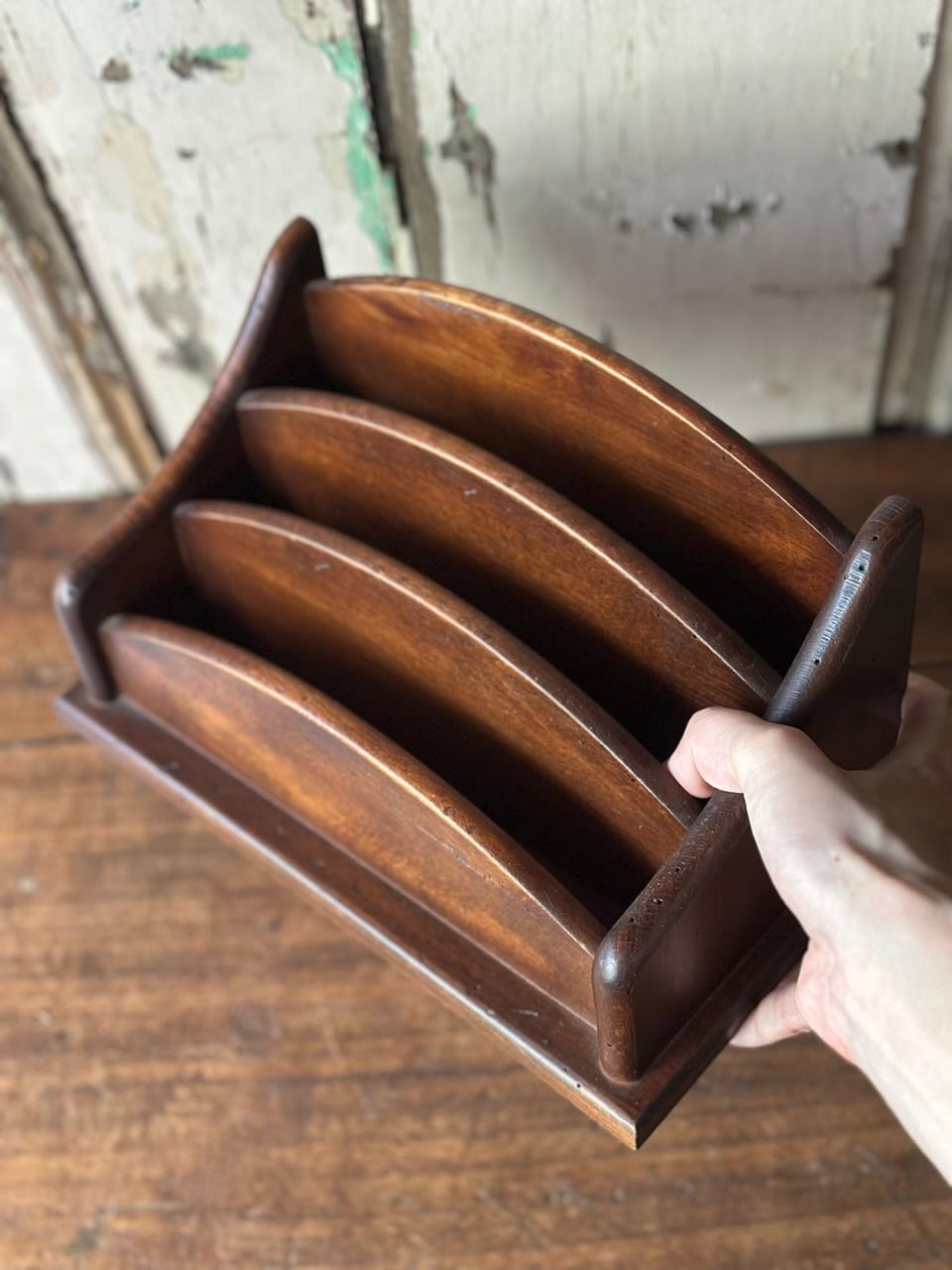 木製レターラック ブラウン 書類ケース | Brocante de La Cocotte