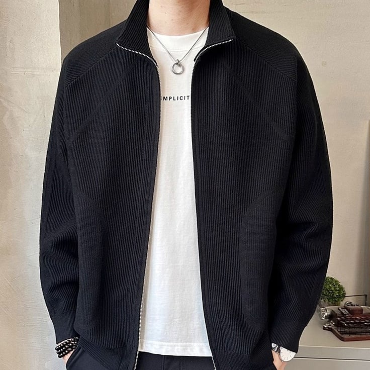 フルジップ クロップド丈 ニット ジャケット 2color OJ0598 | R-Base