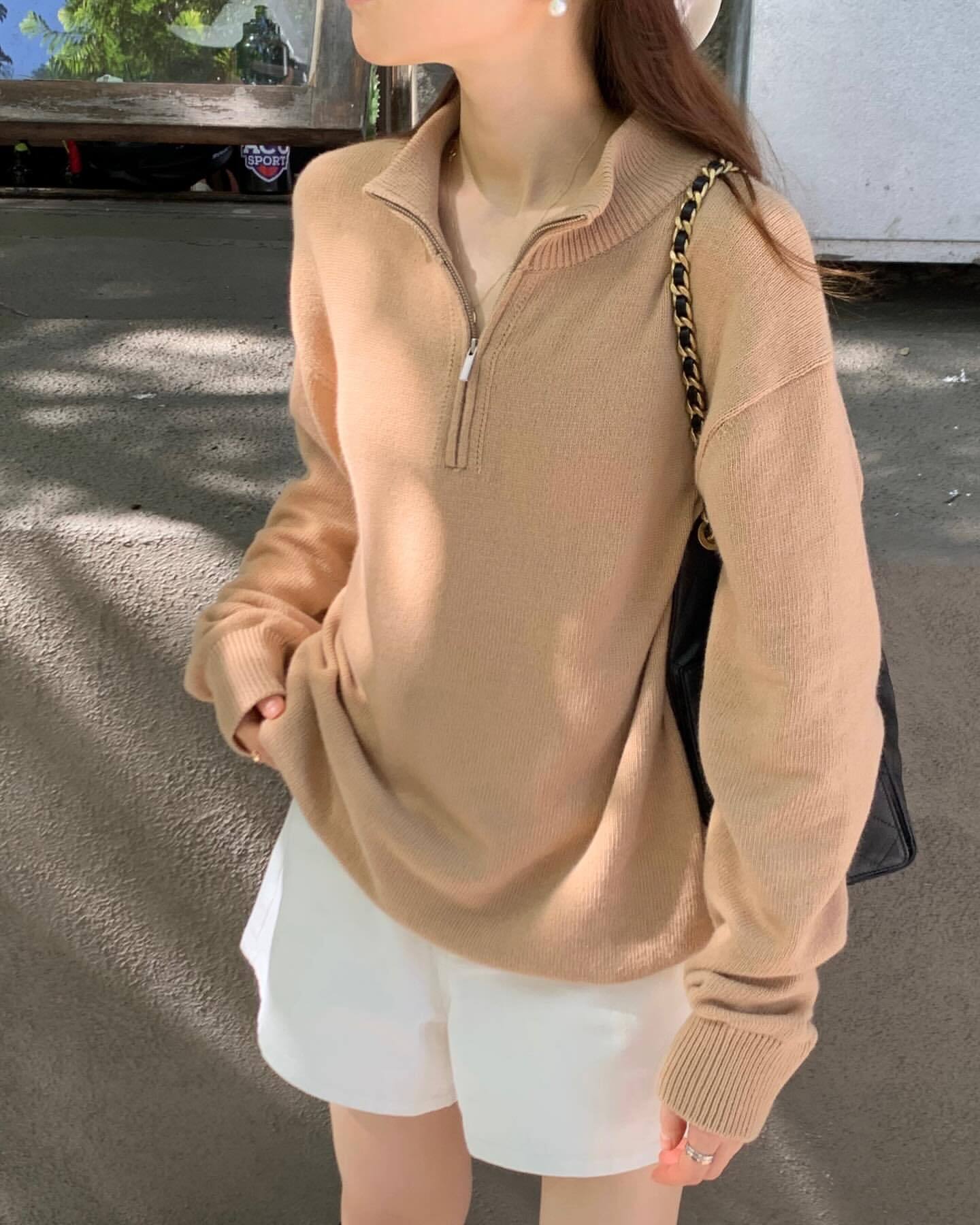 (予約) ounce / Cash half-neck zip-up knit / 3color