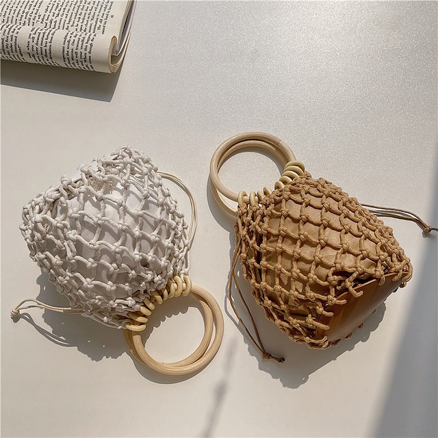 リングウッドハンドル編みバッグ　　10272