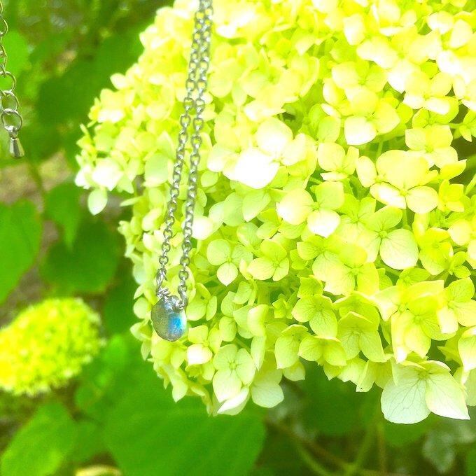 【一点物】夜空の首飾り✦⋆.ラブラドライトマロンシェイプネックレス⋆.·サージカルステンレス⋆.·✦