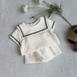 【BABY&KID】韓国風　セーラー半袖セットアップ