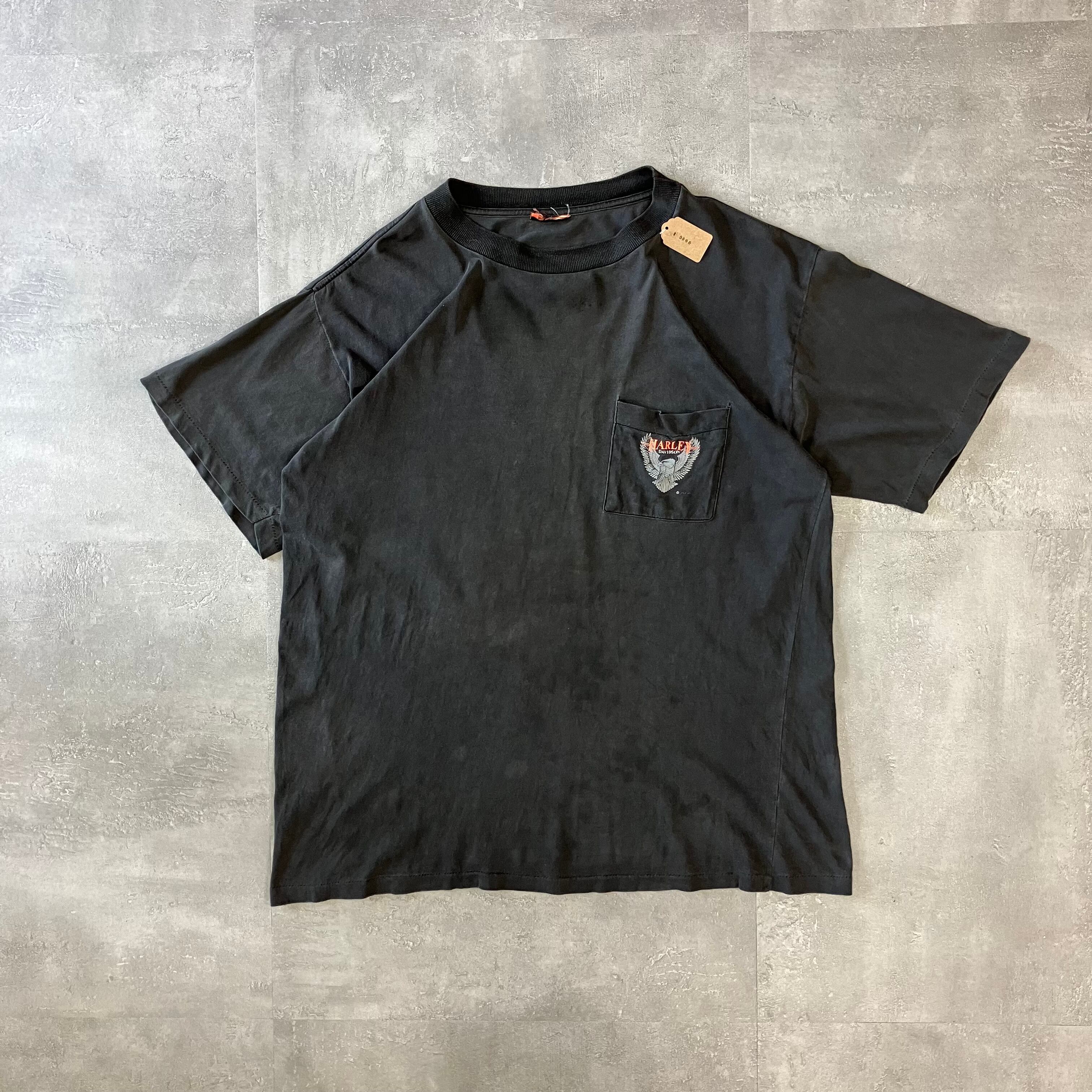 Harley-Davidson ハーレーダビッドソン 90s ポケットTシャツ 両面プリント XL程度 No.2873