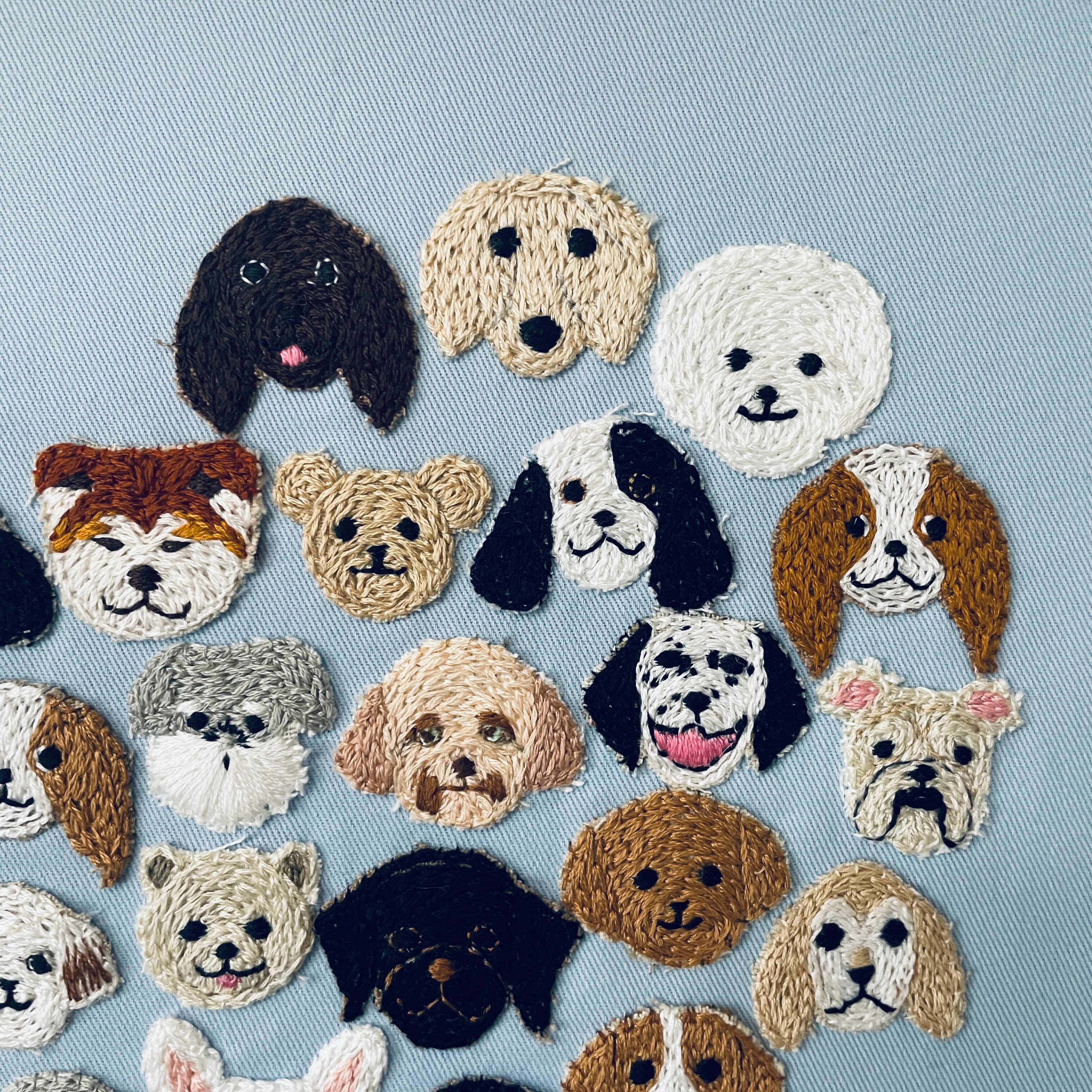 限定品 オーダー用パネル生地犬9柄 ずーっと一緒(わんこ刺繍の 限定品 オーダー用パネル生地犬9柄 ずーっと一緒(わんこ刺繍の
