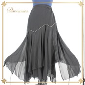 社交ダンス 衣装 スタンダード スカート レッスンウェア 女性用 レディース オールシーズン Sanline サンリーヌ 黒 無地 シンプル ブラック系 スカート 黒スカート フェミニン スリット付き ラインストーン エレガント クラシック ブラック おしゃれ ダンス ウエスト調整可能 動きやすい デザイン性 レディースファッション ルームウェア 軽量 発表会 競技用 多用途 伸縮性