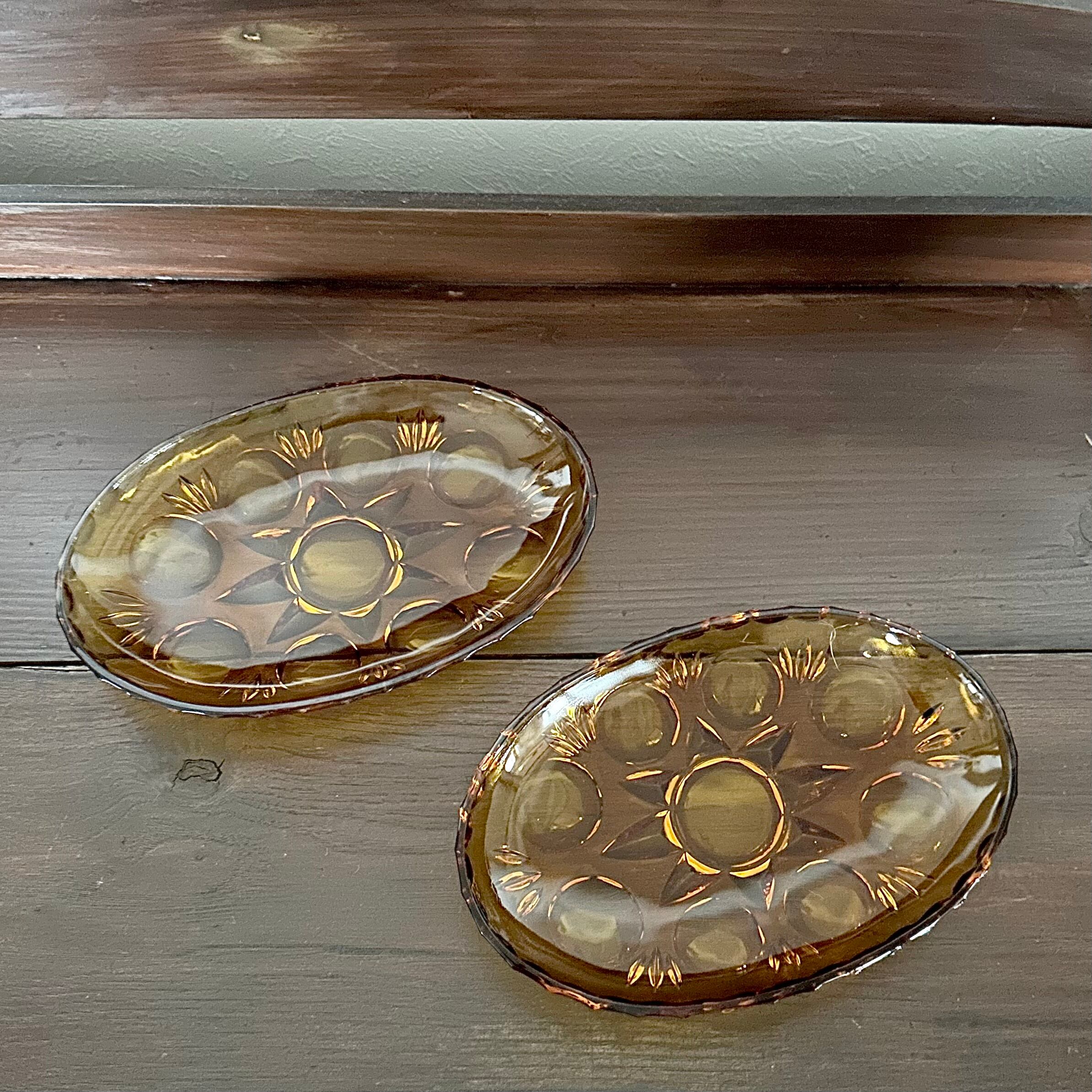 USED品 石塚硝子 アデリア ルック アンバー 小判皿 （大）1P | full