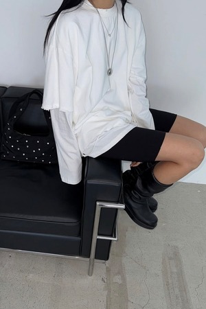 DAMAGED LAYERED TEE SET  (WHITE) 2509-45-132