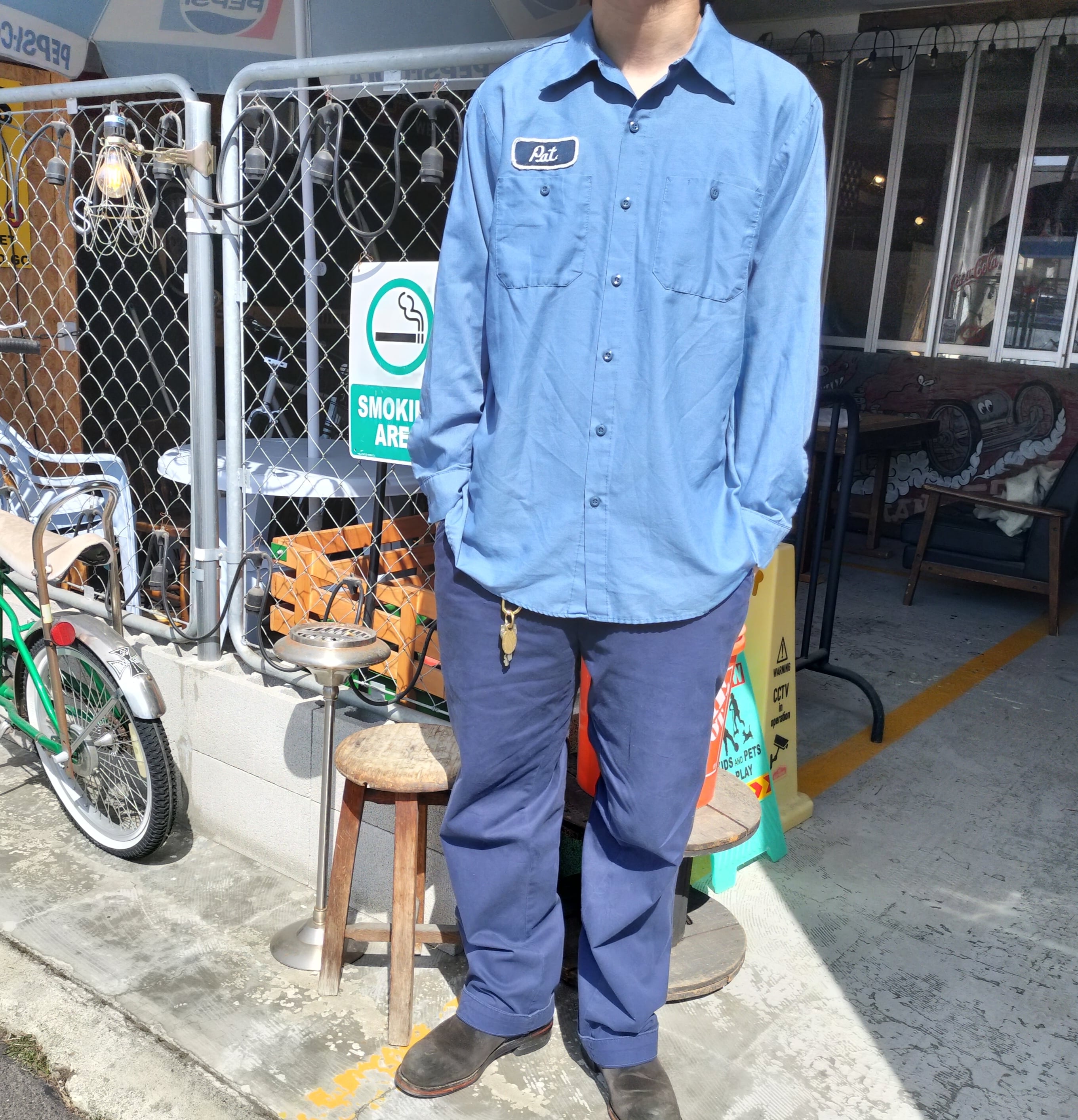 Used 長袖◆L アメリカ製 Vintage REDKAP ワッペン 長袖 ワークシャツ◆USA古着 ヴィンテージ