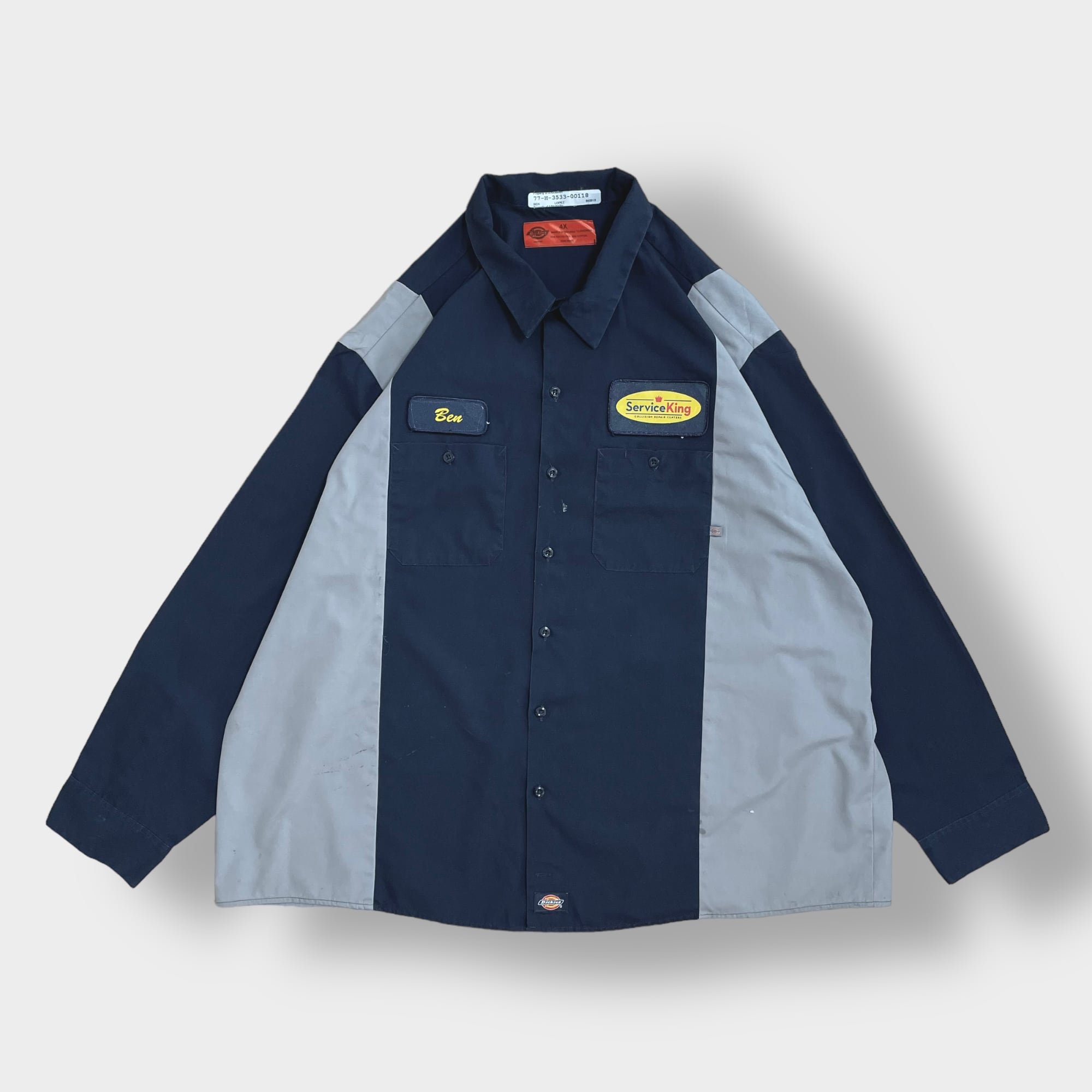 Dickies】ワークシャツ 企業系 企業ロゴ ワンポイント ワッペン 4X