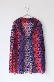 Colorful flower mesh lace cardigan