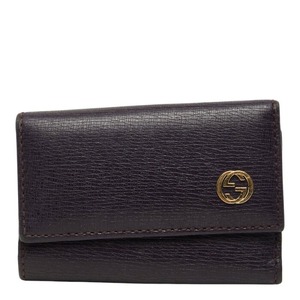グッチ インターロッキングG キーケース 309706 パープル レザー レディース GUCCI 【中古】