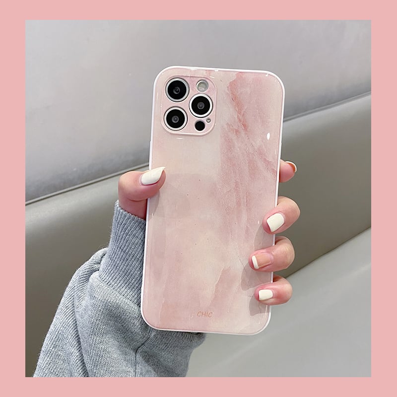 大理石風でお洒落◎ピンク マーブル 春 デザイン シンプル スマホケース ND-14542