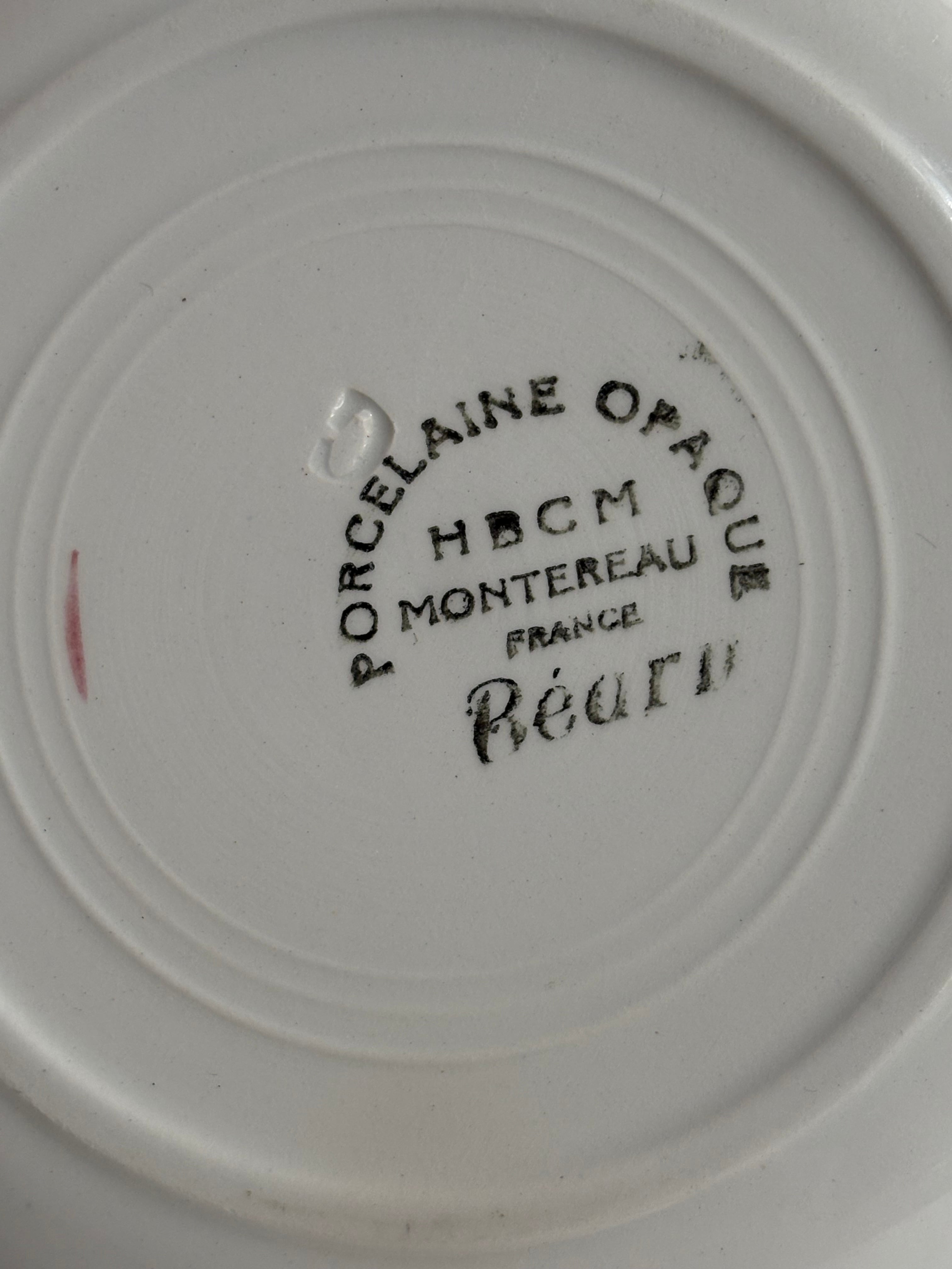 クレイユエモントローCreilet Montereau HBCM プレートセット クレイユモントロー バスク柄スーププレート（ネイビーと赤茶のライン