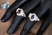 R-096 K10 Circle Native Oval Signet Ring (Sapphire)