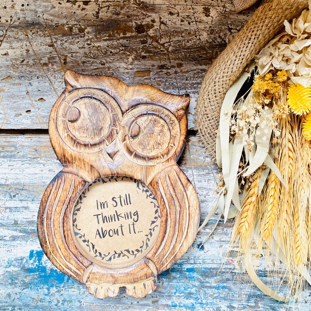 マンゴーウッドのフクロウのフォトフレーム