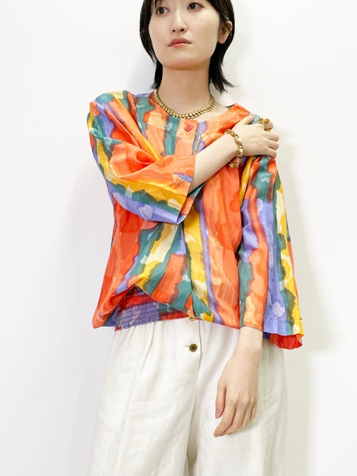 Vintage Multi Color Silk Top