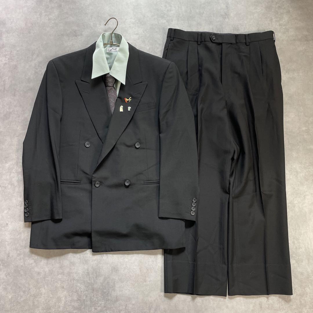 90s ヴィンテージ スーツ ダブル セットアップ成人式vol.127ストライプ