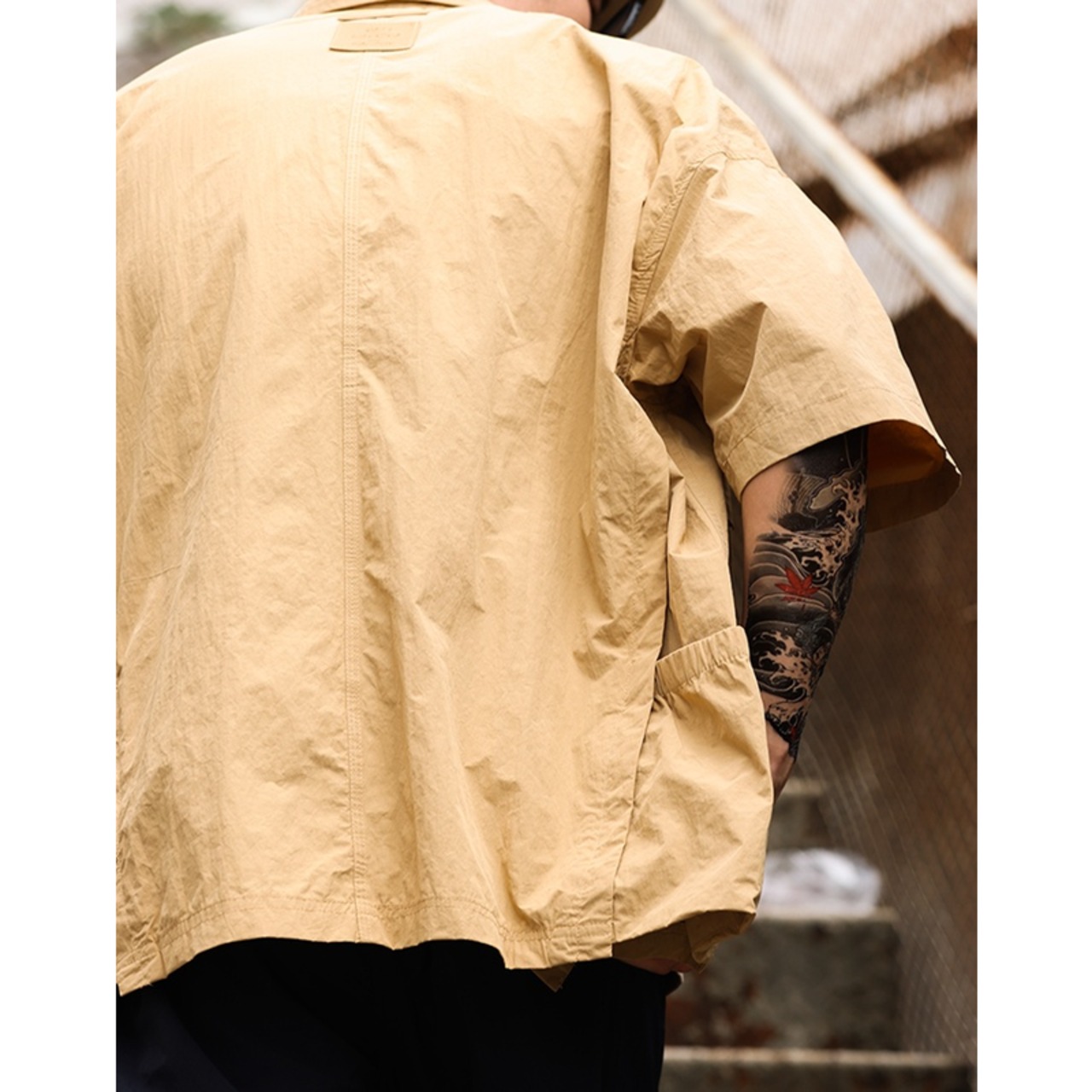 Box Silhouette Open Color Shirt with Back York ◇2color H0368