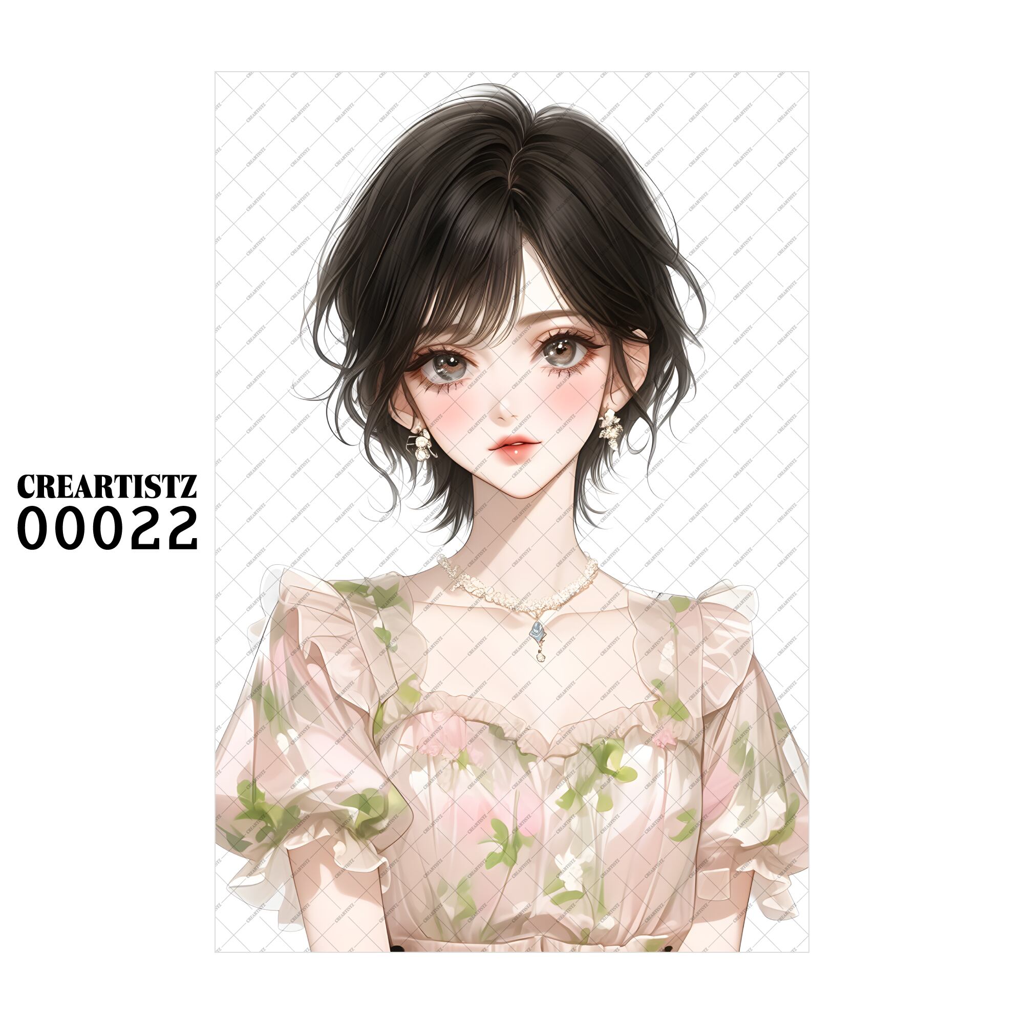 00022 ガール キュート オリジナル ペーパー/ステッカー 4枚セット CREARTISTZ