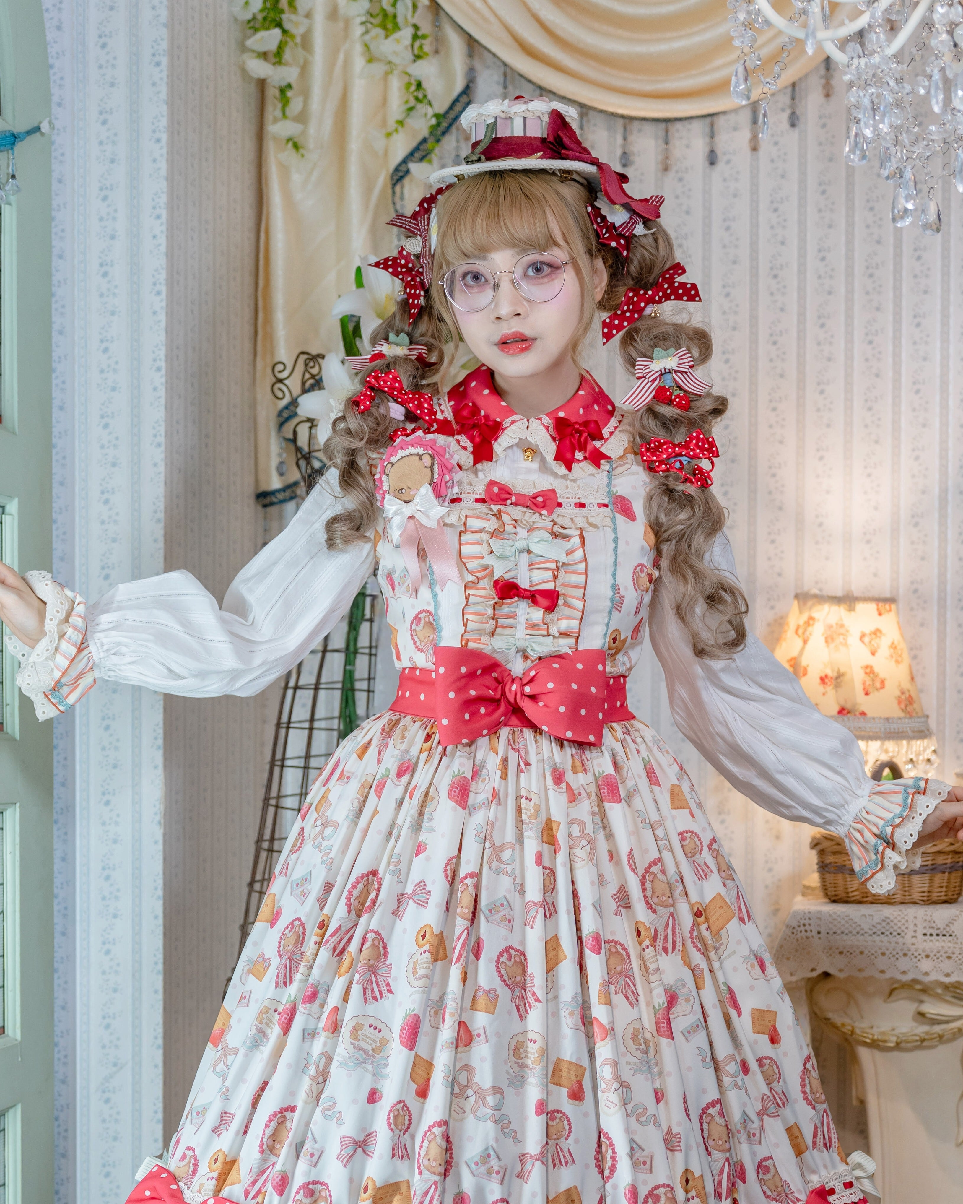 TEDDY STRAWBERRY LABEL はしごリボンブラウス【コラボ商品