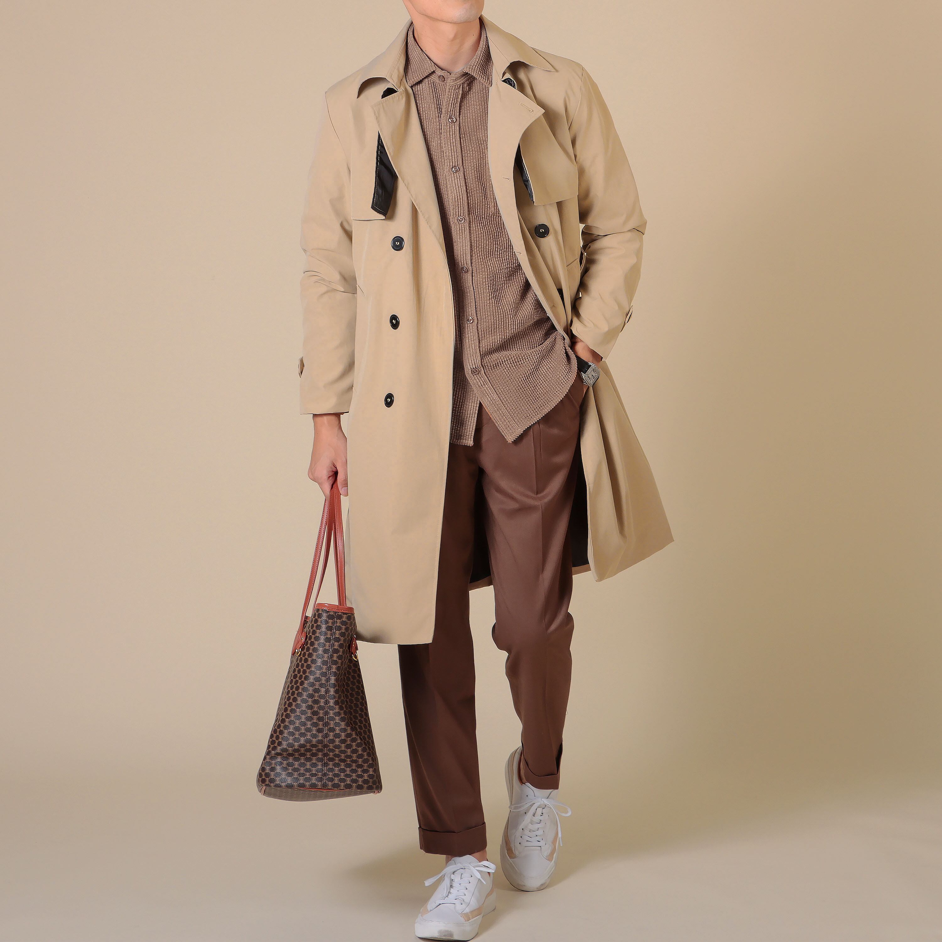 BURNS & FACTORY　ベージュ トレンチコート 60/3ツイル バルマカーントレンチコート | NOMBRE IMPAIR