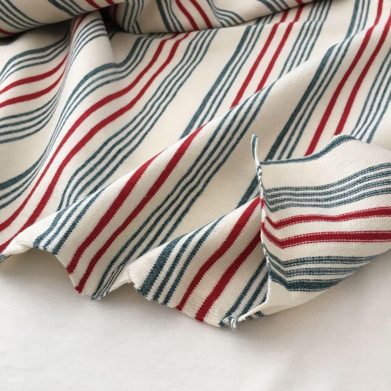 綿100スペックボーダー天竺ニット生地-2ｍ-curl tricot　KX200H6791