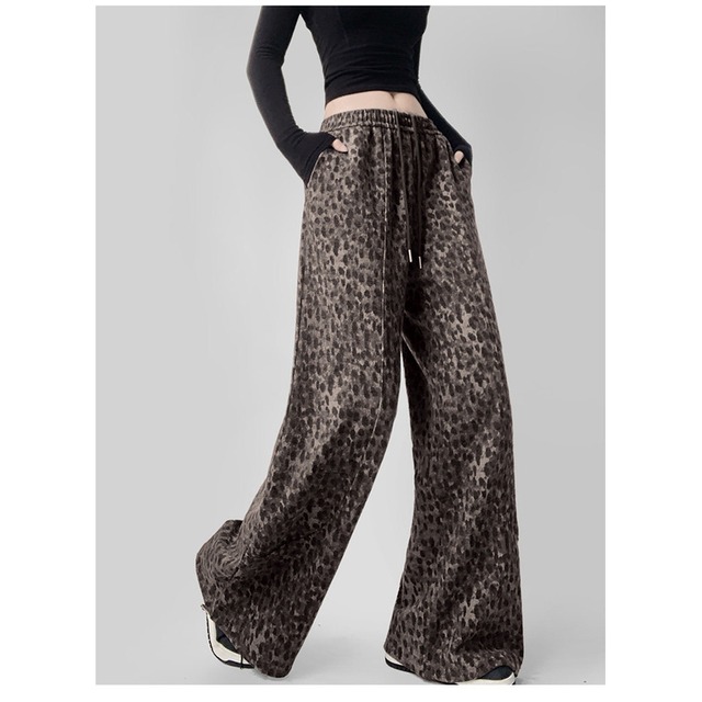 drawstring animal print full-length pants la2700