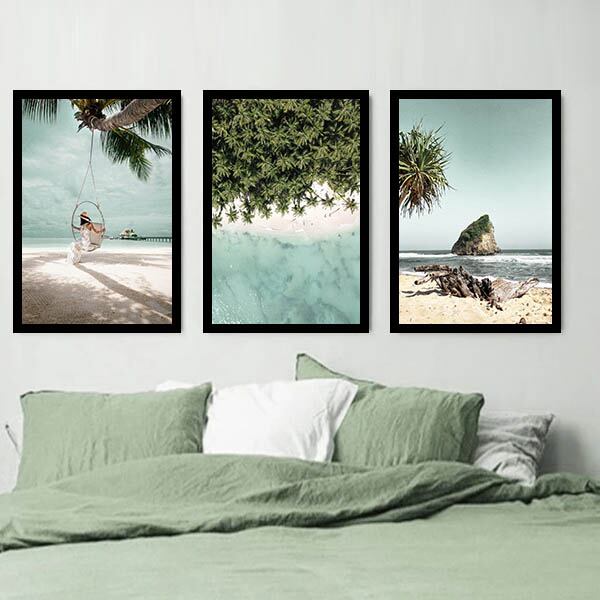 単品 33×43cm アートパネル 枠付きフレーム絵画 ヤシの木 風景 西海岸