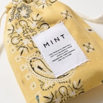MINT ヴィンテージバンダナ 巾着ポーチ イエロー Sサイズ