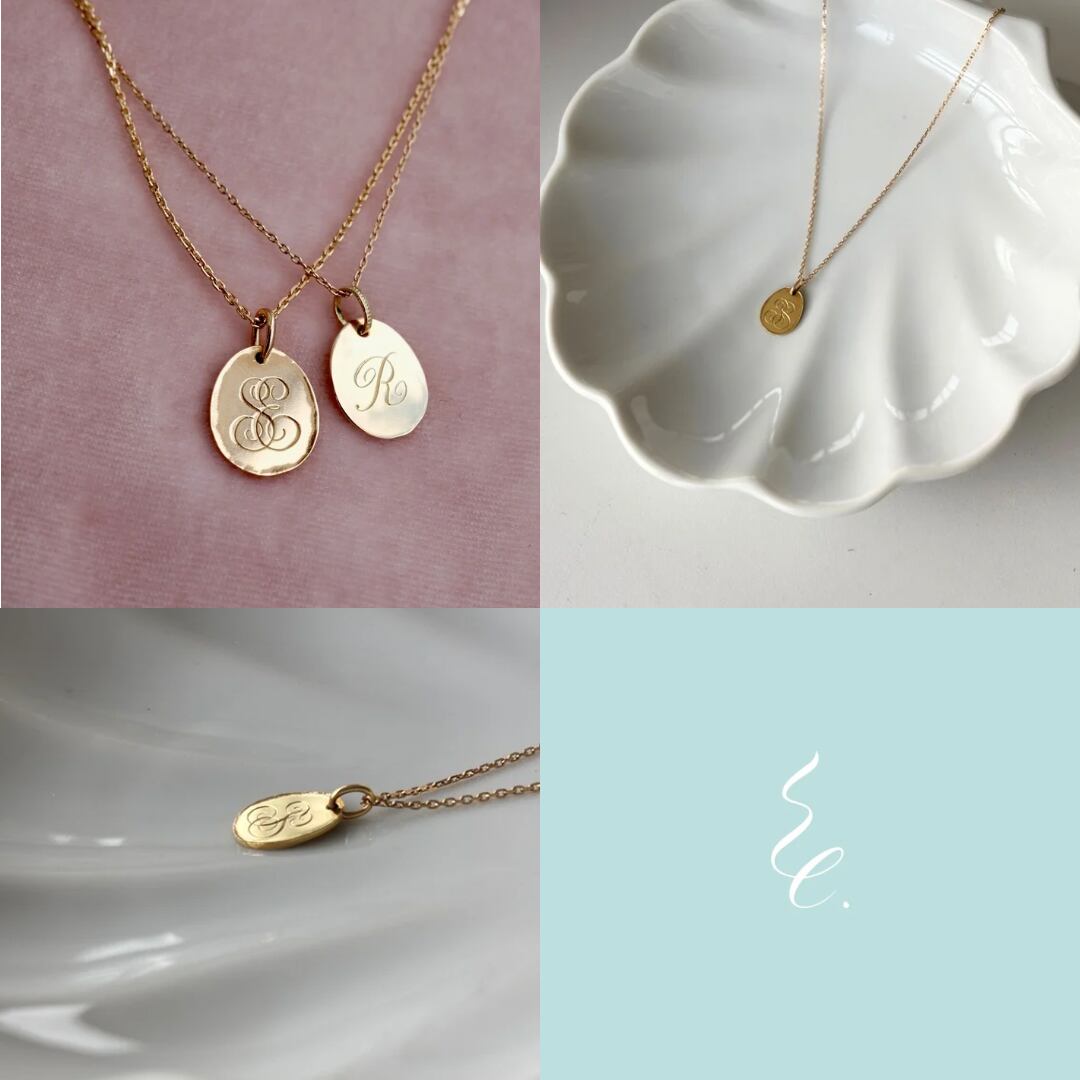 受注制作・SACHIKO ESTAVOYER・洋彫りイニシャルペンダントトップ(Lサイズ)