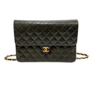 CHANEL シャネル プッシュロック チェーンショルダーバッグ ラムスキン ブラック 9468-202301