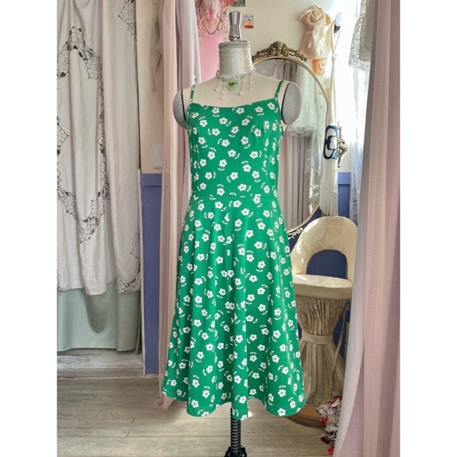 strap dress :green