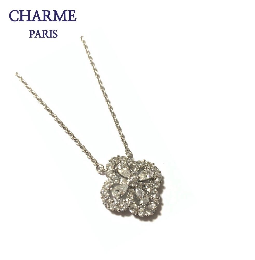 white gold coating cz diamond loop necklace